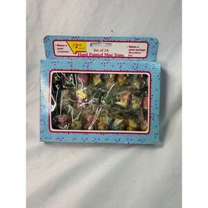 New Design Set of 24 Hand Painted Mini Trims Easter Bunny Chick Ornaments 00689
